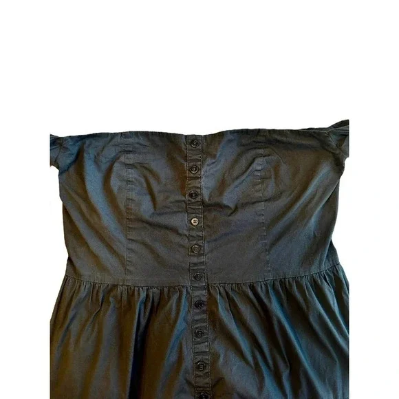 Staud Elio Cotton Poplin Off Shoulder Black Midi Dress Size 12 - Picture 8 of 9